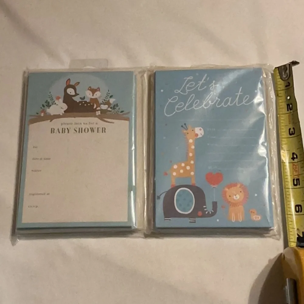 Set of 2 packages of Baby Shower & Celebrate Invitation Cards with envelopes
